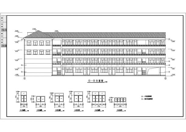 某城市实验中学教学楼建筑方案设计施工CAD资料-图二