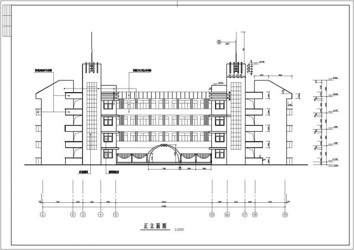 某市重点中学活动中心建筑方案设计施工CAD资料_图1