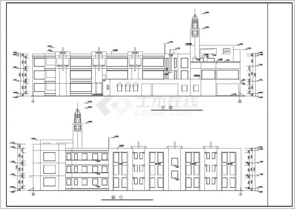 某市重点前海花园幼儿园建筑设计施工CAD资料-图一