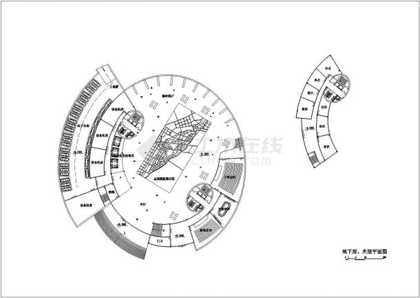 某汉中城市规划馆CAD建筑设计平面图及剖面图-图二