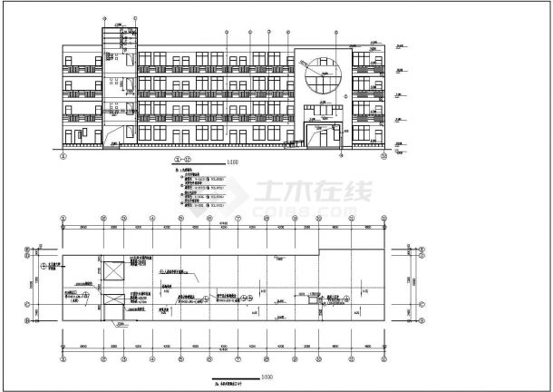 某省重点实验小学实验综合楼建筑设计施工CAD资料-图二