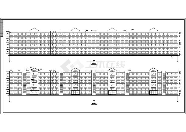 某省重点大学研究生公寓单体建筑施工CAD资料-图一