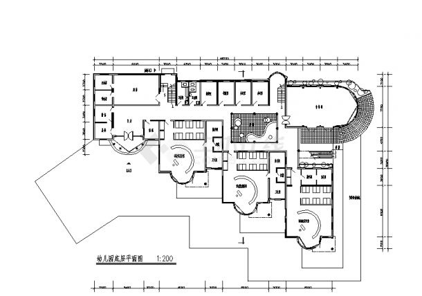 新城名苑小区幼儿园2层教学楼建筑设计施工cad图纸-图一