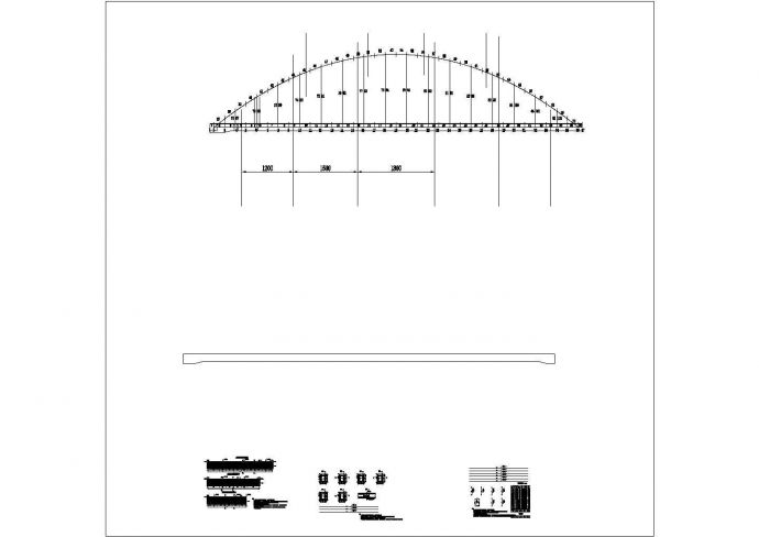 某跨径86.8m钢筋砼系杆拱宽16.5m系杆钢筋CAD大样完整构造图_图1