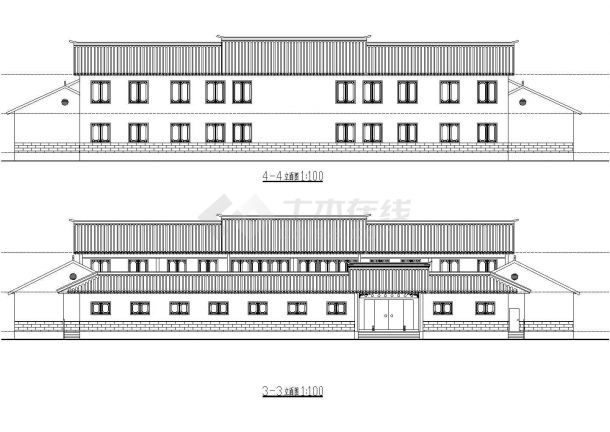 某二层四合院式住宅建筑平立面CAD图纸-图二