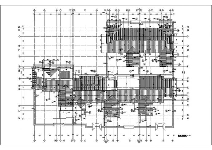 某绿城苏州桃花源建筑施工图CAD屋顶层平面图_图1