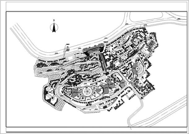某大型休闲园林广场绿化规划设计cad总平面施工图-图一