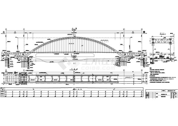 某桥中承式钢管混凝土系杆拱桥型CAD总体布置图-图一