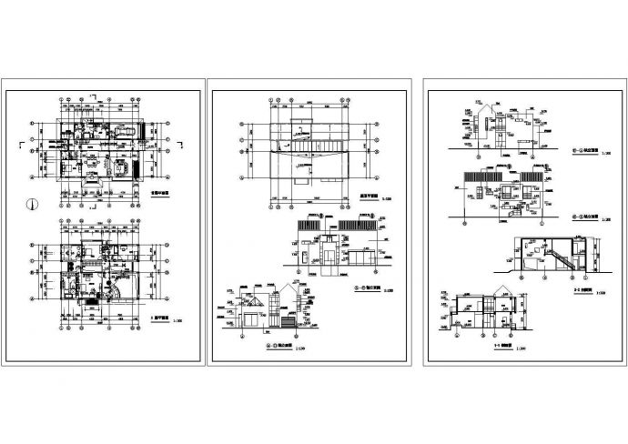 济南某西式别墅建筑施工设计CAD全套图纸_图1