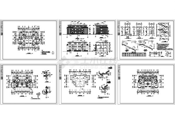 某三层砖混结构双拼别墅设计cad全套建筑施工图纸（ 甲级院设计）-图一