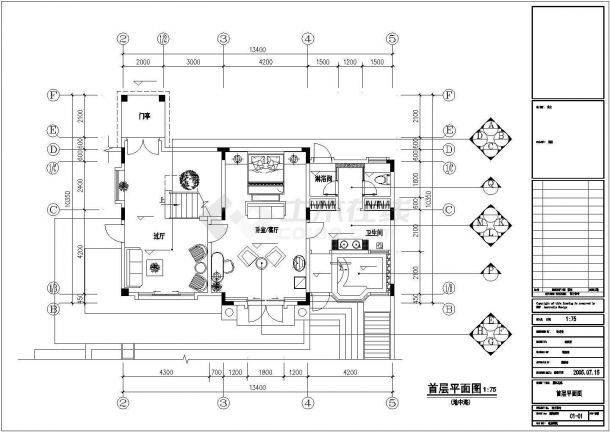某小区地中海风格别墅装修设计CAD全套图纸-图二