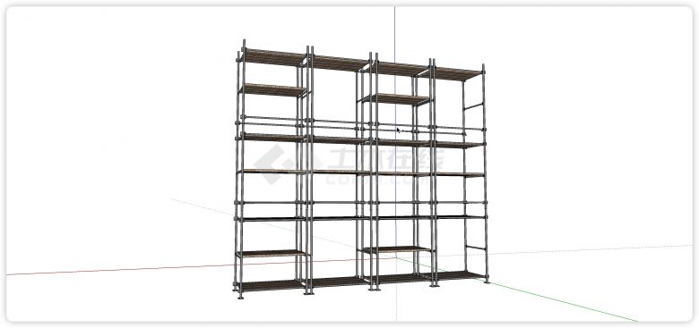 木板钢结构货架su模型-图一