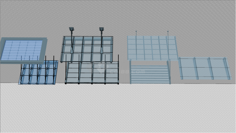 玻璃雨棚办公商业雨棚遮阳棚su模型-图二
