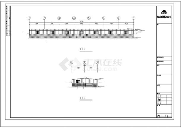 滁州市某代行棉花加工厂单层钢结构厂房全套建筑设计CAD图纸-图二