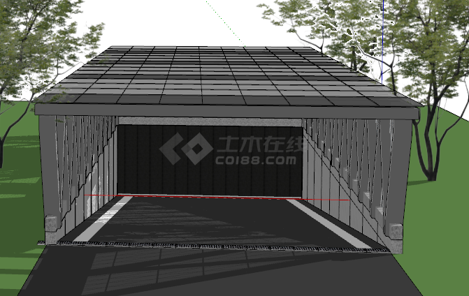 公园地下车库出入口SU模型 -图一