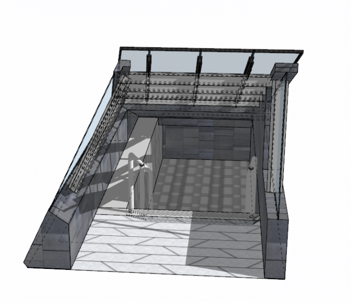 地下商场楼梯式进出口su模型_图1