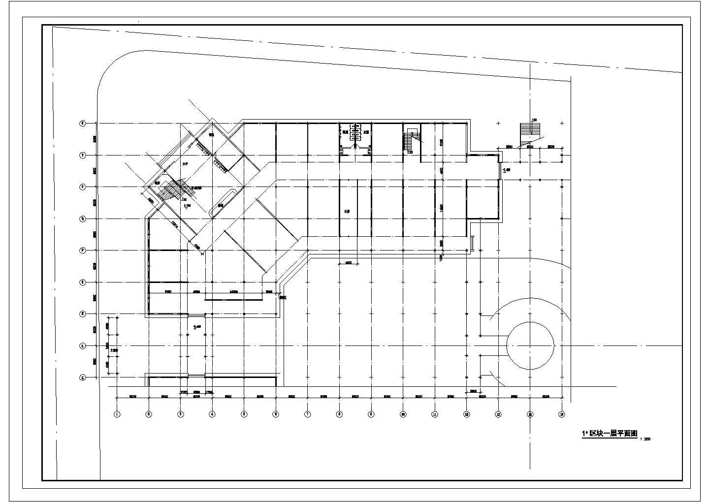 某地区大型娱乐中心综合楼设计施工CAD图纸