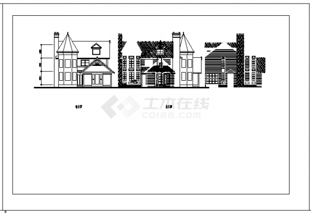 368平方米三层A型住宅建筑施工cad图，共六张-图二