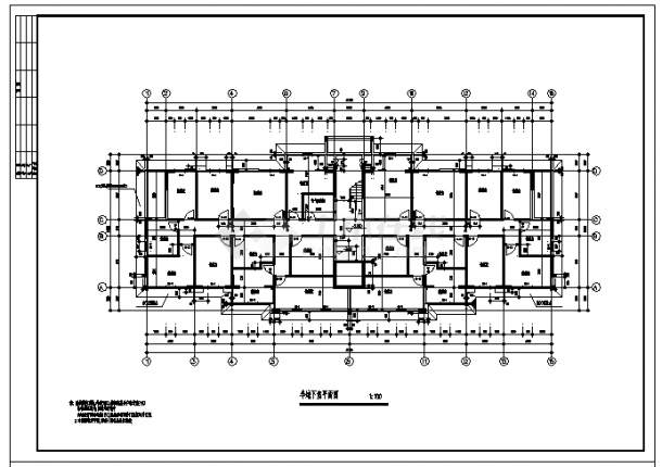 十一层带半地下室住宅建筑施工cad图，共十二张-图二