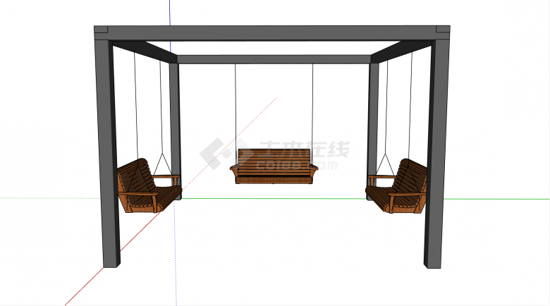 现代户外公园大型秋千椅su模型-图二