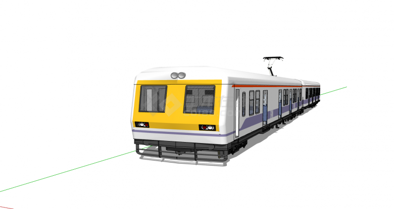 现代黄色两节地铁su模型-图一