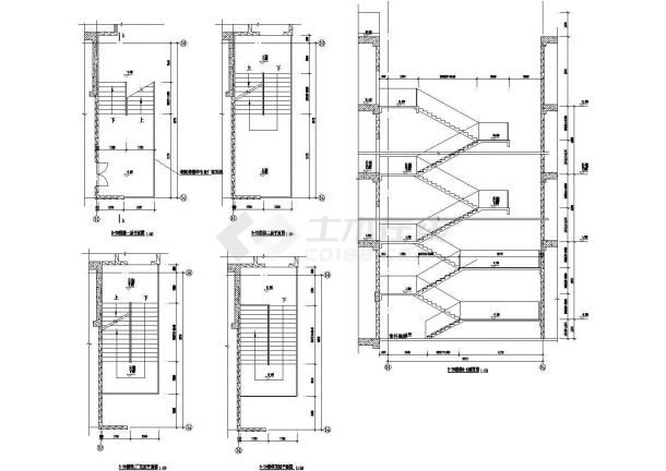 珠海市某高档住宅区5层住宅楼楼梯建筑设计CAD施工图-图一