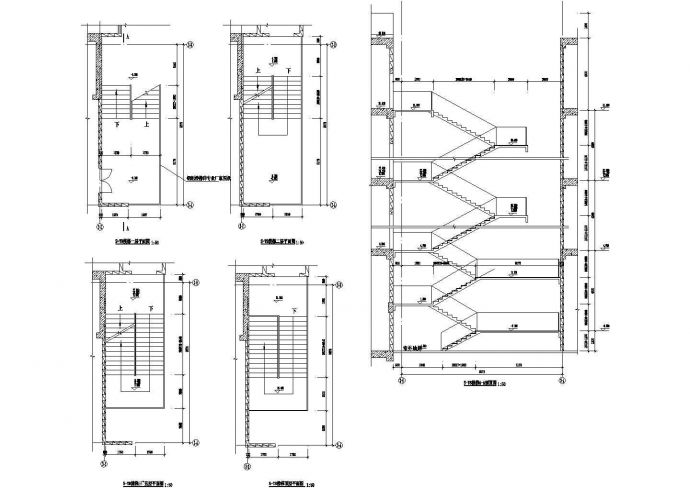 珠海市某高档住宅区5层住宅楼楼梯建筑设计CAD施工图_图1