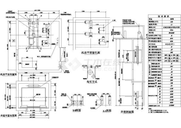 盐城市某高档大酒店内部客梯建筑设计CAD施工图（2.5米速度）-图一