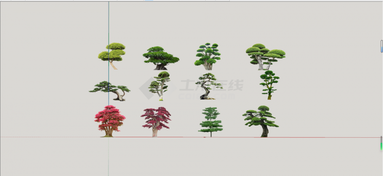 新中式庭院树景观树组合su模型-图二