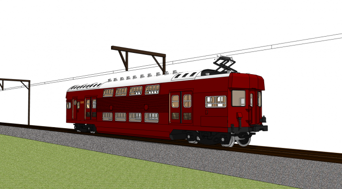 悬浮式棕色火车厢 su模型_图1