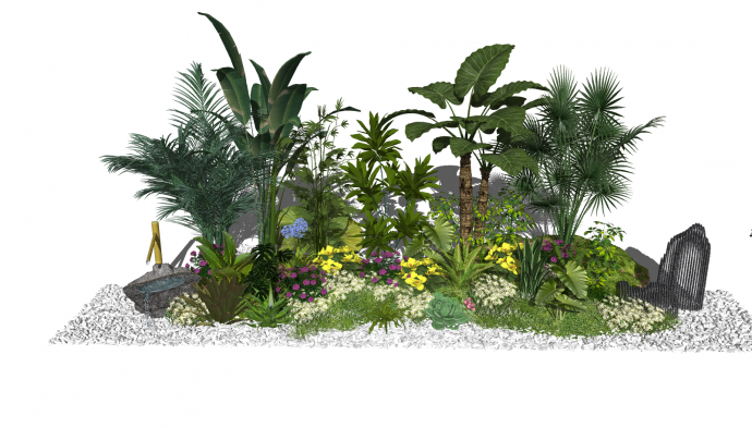 小型园林式植物规划su模型_图1