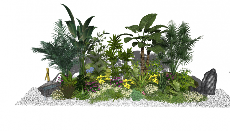 小型园林式植物规划su模型-图一