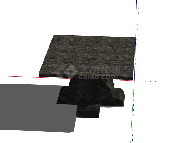 简约黑色方形石桌石凳 su模型-图二