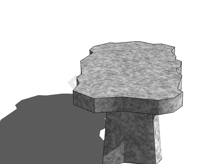 不规则灰斑点石桌石凳su模型-图二