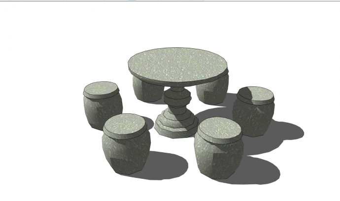 小型中式石桌石凳su模型_图1