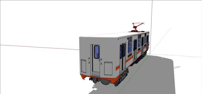 外观白色主打橙色点缀底盘较高有轨电车su模型_图1