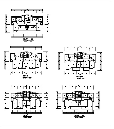 某市七层假日花园C型住宅建筑施工cad图，共五张-图一