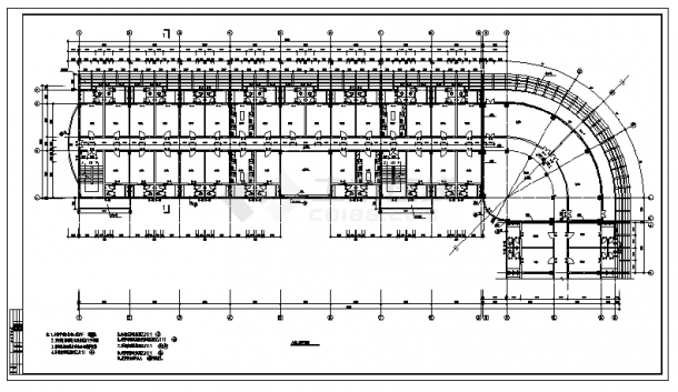 某市五层中亚工业城宿舍建筑施工cad图(带效果图，共十五张)-图二