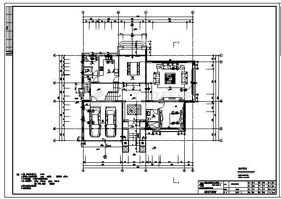 443平方米三层君领世纪E型别墅建筑施工cad图，共九张-图一