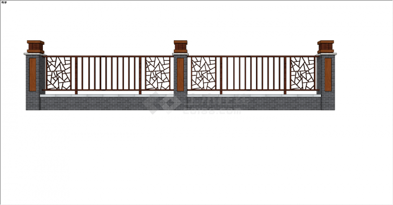 传统装饰纹样新中式围墙su模型-图一