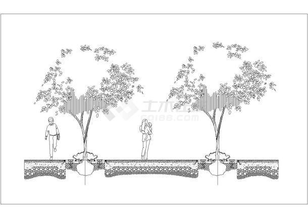 商业街树池平立剖cad-图二