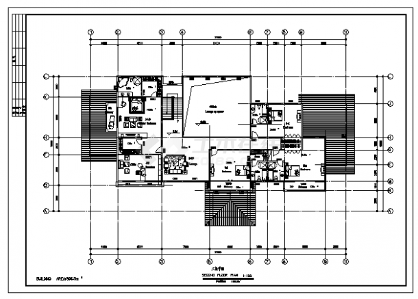 856平方米两层独立别墅建筑施工cad图(带效果图，共六张)-图二
