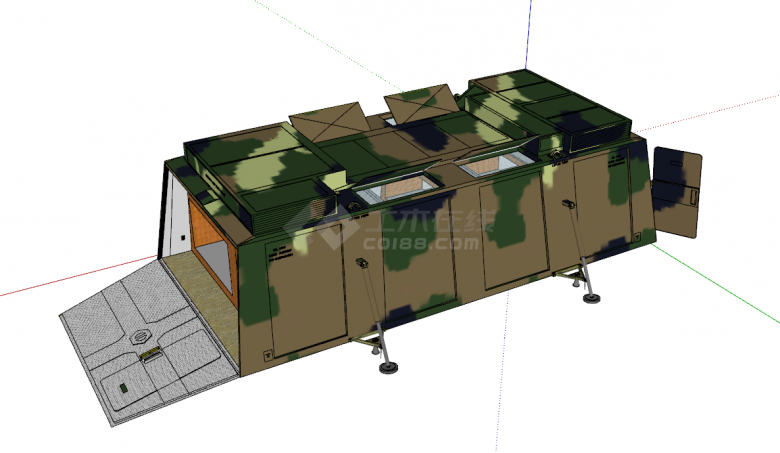 军旅指挥室式露营帐篷su模型-图二