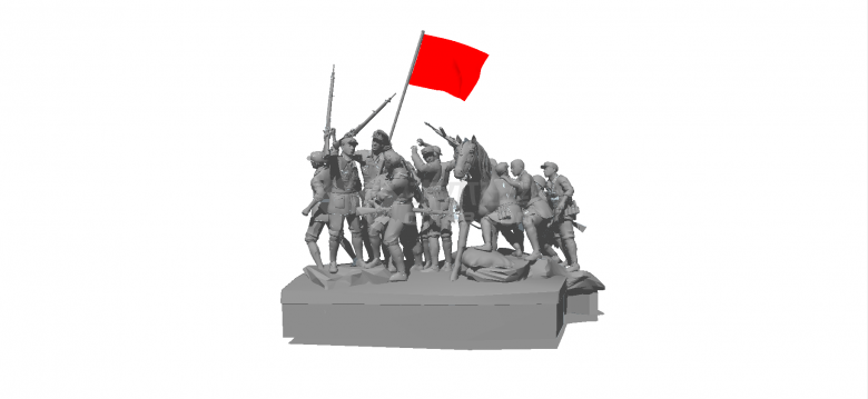 带马匹式红军胜利庆祝雕塑su模型-图二