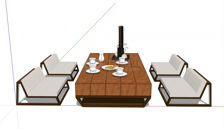 现代下午茶桌椅户外家具su模型-图二