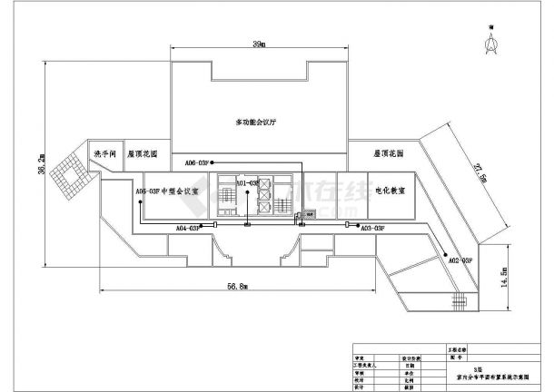 海关大厦3F天线分布图CAD图纸-图一