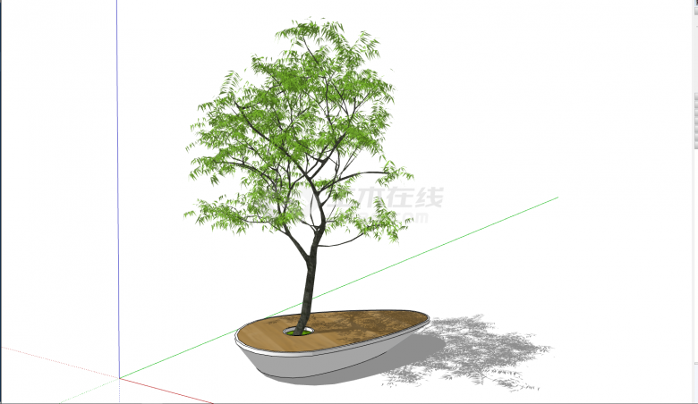 简约不规则底座植物景观su模型-图二