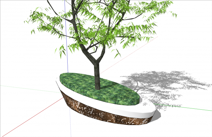 创意椭圆形斜面树池座椅su模型_图1