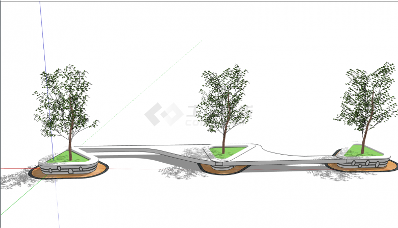 白色联排底座植物景观su模型-图一