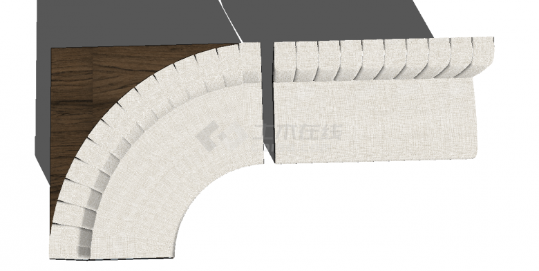软包木质弧形沙发su模型-图二